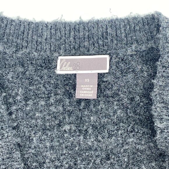 Chelsea 28 Fuzzy Textured Charcoal Gray Open Front Cardigan Sweater Size X-Small - Picture 3 of 4